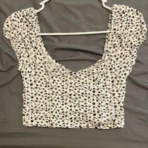 Pacsun White and black floral crop top